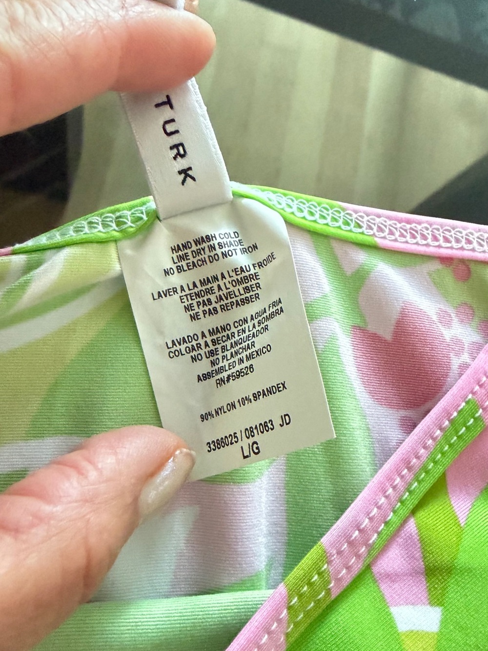 Trina Turk Pink and Lime Green Printed Swim Coverup - Picture 3 of 3